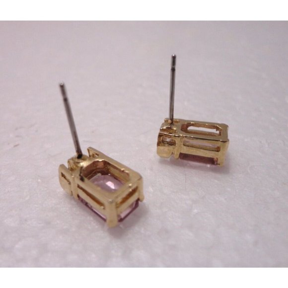 Vintage Lady Grace Pierced Earrings Gold Toned w/Austrian Lilac & Clear Crystals - Picture 5 of 8